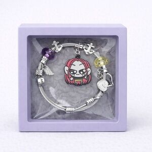 K-Pop Demon Hunters Inspired Charm Bracelet – Adjustable Silver Tone Bracelet